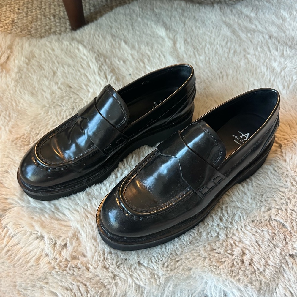 Aquatalia Shiny Black Loafers
